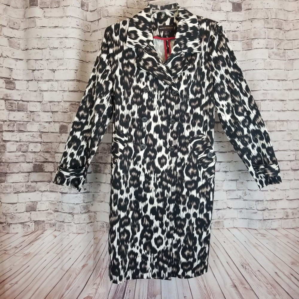 Dana Buchman Leopard Trench Coat - Picture 3 of 8